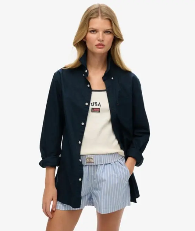 Superdry Women's Oversized Essentials Oxford Shirt Navy / Eclipse Navy - 