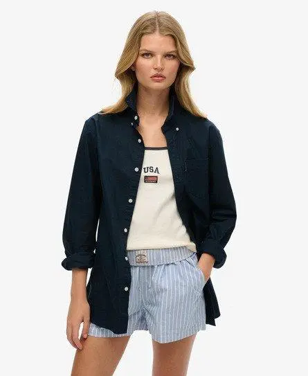 Superdry Women's Oversized Essentials Oxford Shirt Navy / Eclipse Navy -