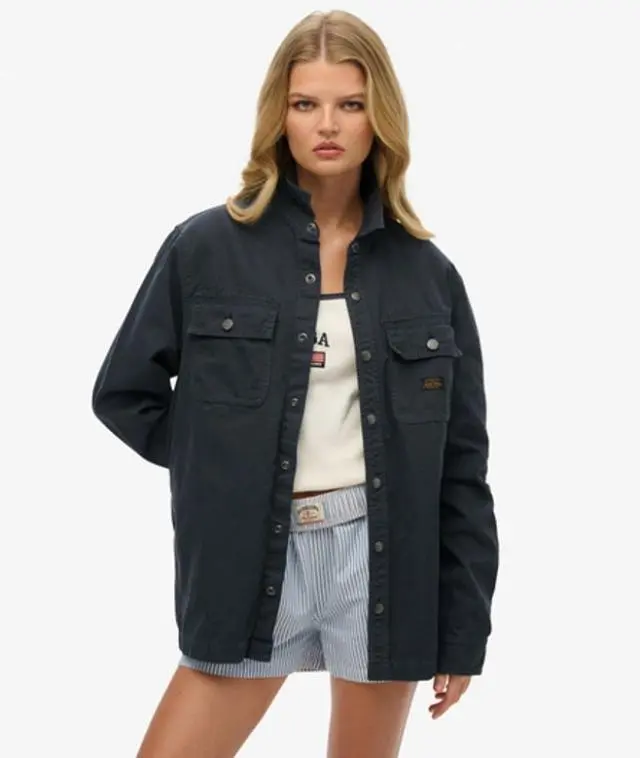 Superdry Women's Oversized Canvas Workwear Overshirt Navy / Eclipse Navy - 