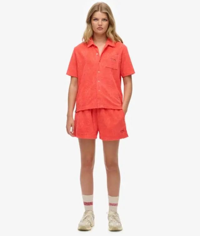 Superdry Women's Country Club Towelling Shorts Coral / Pastelline Coral - 