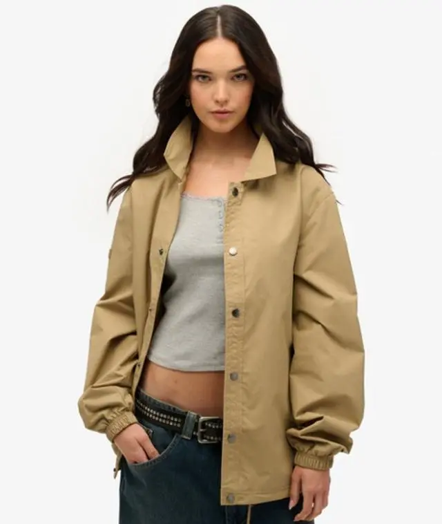 Superdry Women's Oversized Surplus Otto Coach Jacket Brown / Classic Tan Brown - 
