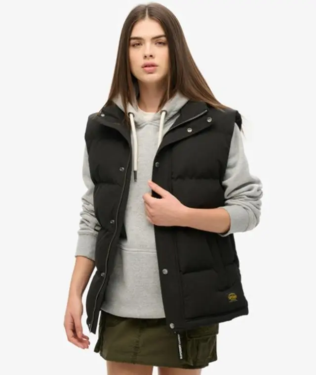 Superdry Women's Oversized Non-hooded Everest Gilet, Black, 