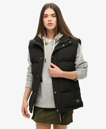 Superdry Women's Oversized Non-hooded Everest Gilet Black -