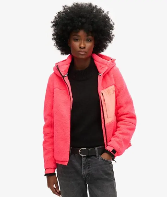 Superdry Women's Hooded Fleece Trekker Jacket Pink / Hyper Fire Pink - 