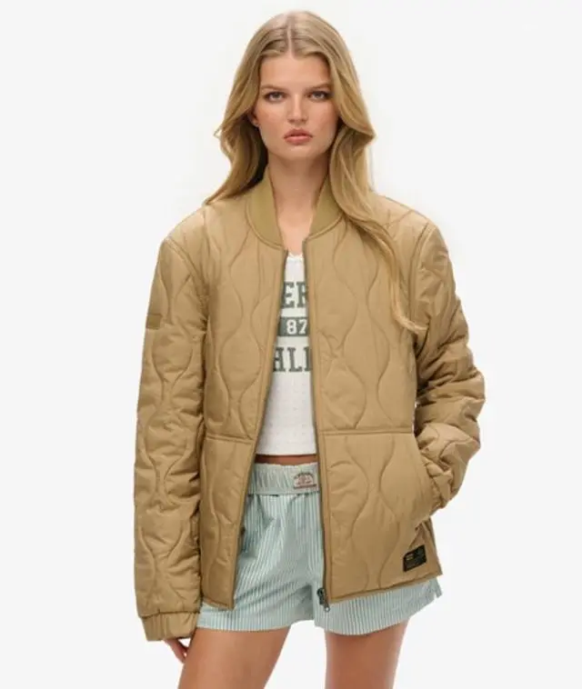 Superdry Women's Oversized Surplus Quilted Liner Jacket Brown / Classic Tan Brown - 