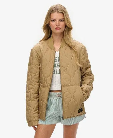 Superdry Women's Oversized Surplus Quilted Liner Jacket Brown / Classic Tan Brown -