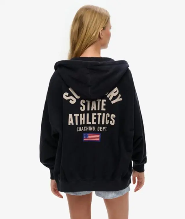 Superdry Women's Athletic Essentials Oversized Zip Hoodie Navy / Eclipse Navy - 