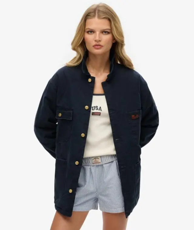 Superdry Women's Oversized Surplus Four Pocket Chore Jacket Navy / Eclipse Navy - 