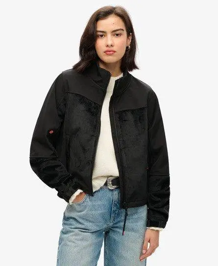Superdry Women's Drop Needle Velour Trekker Jacket Black -