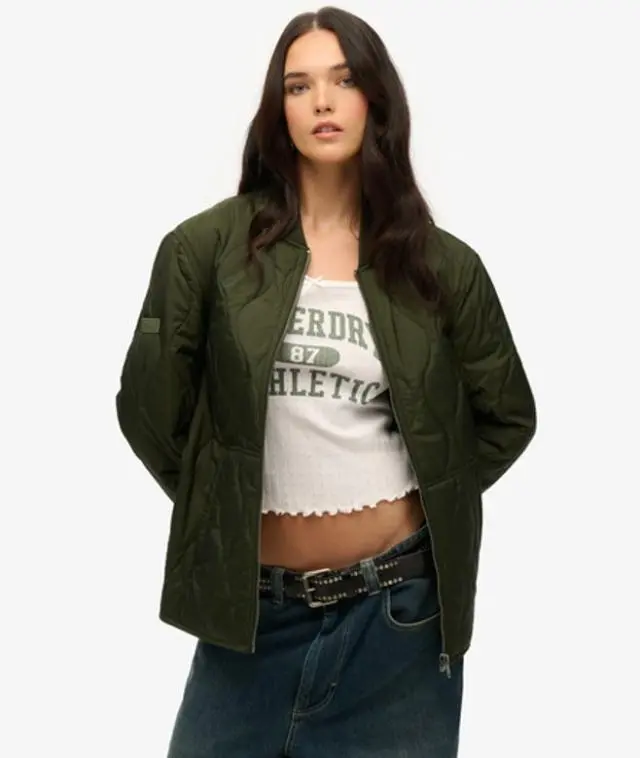 Superdry Women's Oversized Surplus Quilted Liner Jacket Green / Surplus Goods Olive Green - 