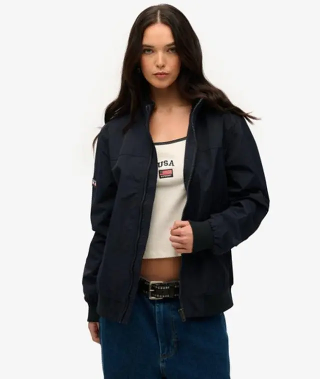 Superdry Women's Oversized Nylon Harrington Jacket Navy / Eclipse Navy - 
