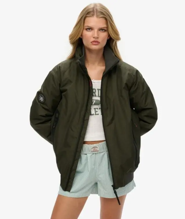 Superdry Women's Oversized City Harrington Jacket Khaki / Army Khaki - 