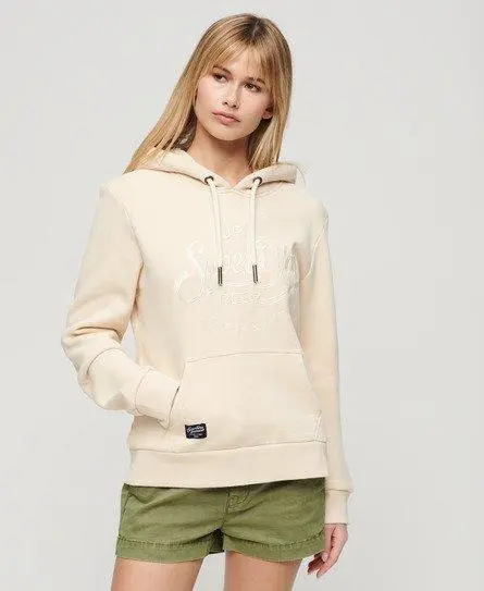 Superdry Women's Premium Script Entry Hoodie Cream / Tapioca Cream Beige -