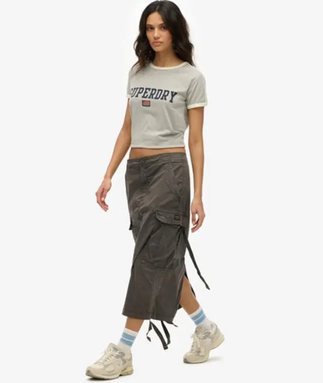 Superdry & Co Women's Cargo Midi Skirt Grey / Asphalt Grey - 