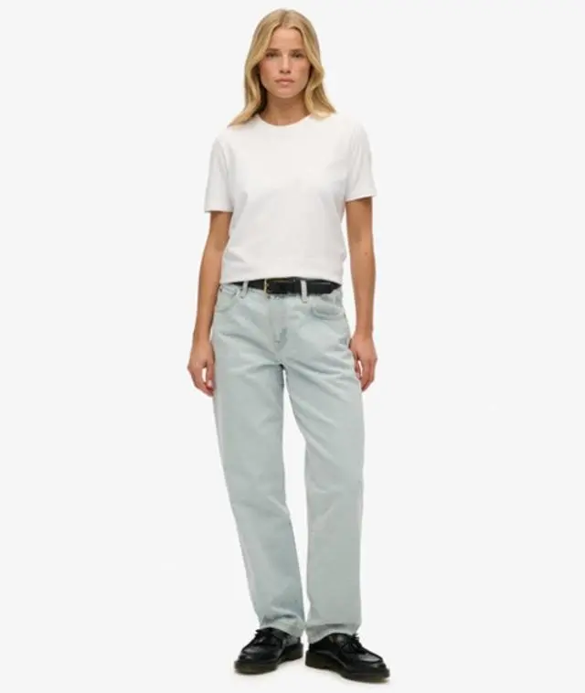 Superdry & Co Women's Mid Rise Straight Leg Jeans Blue / Williamsburg Washed Blue - 