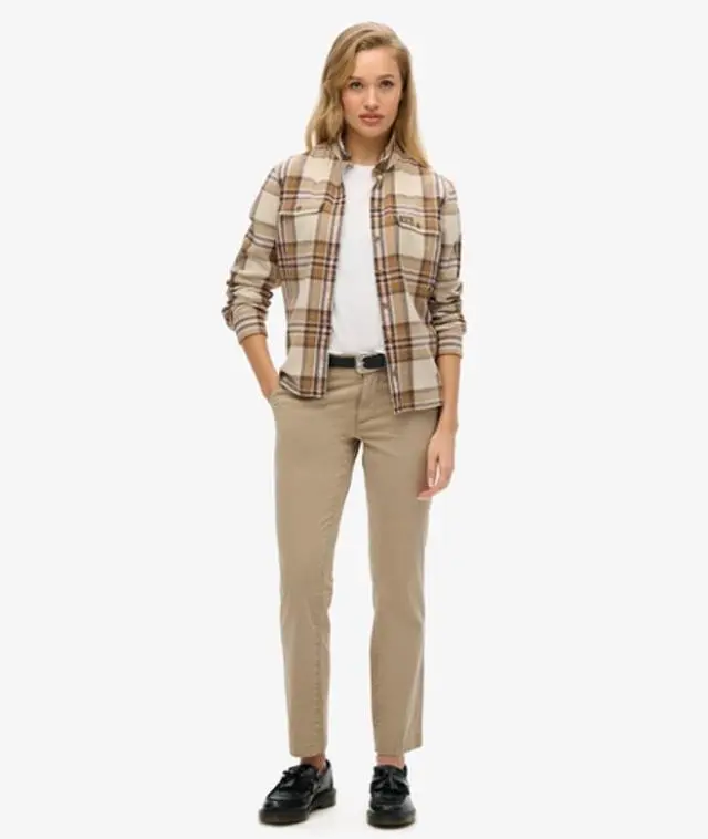Superdry Women's Mid Rise Chino Brown / Stonewash Taupe Brown -