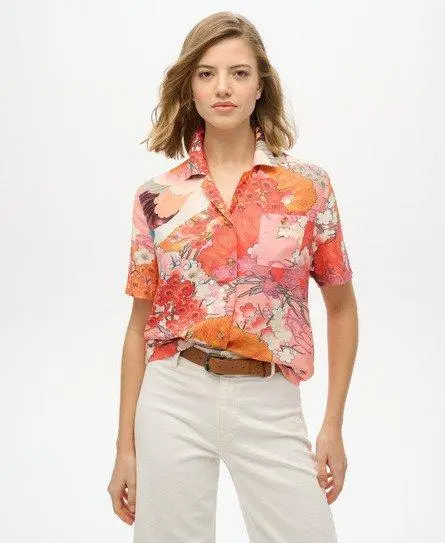 Superdry Women's Beach Resort Shirt Pink / Kam Coral -
