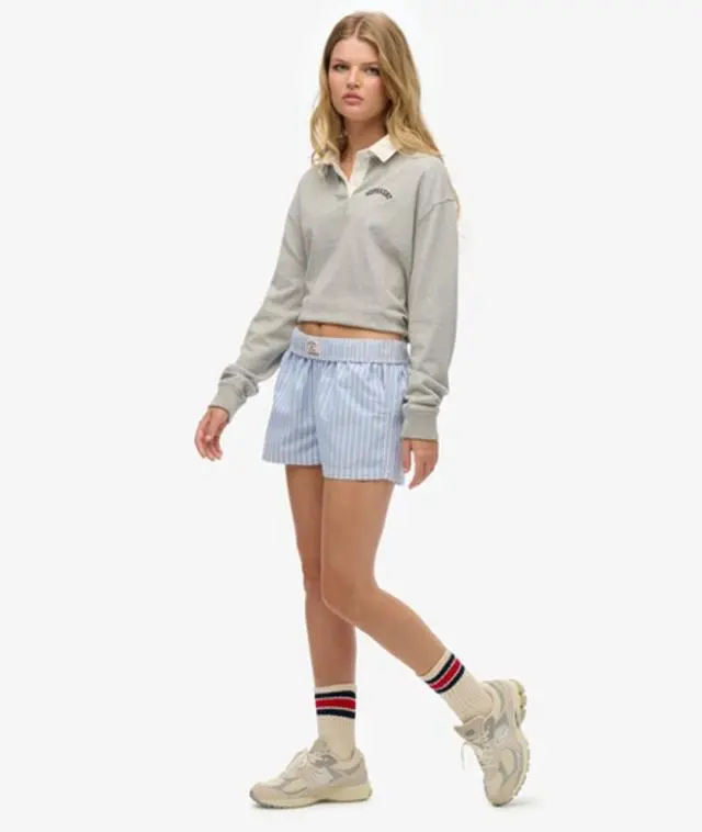 Superdry & Co Women's Organic Cotton Stripe Elasticated Shorts Blue / Broker Blue Stripe - 