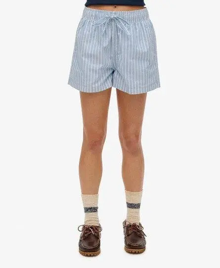 Superdry Women's Cotton Stripe Elasticated Shorts Blue / Broker Blue Stripe - 