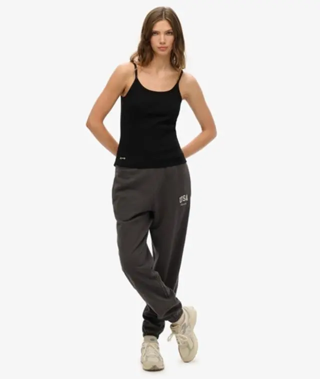 Superdry Women's Athletic Essential Boyfriend Joggers Dark Grey / Charcoal - 