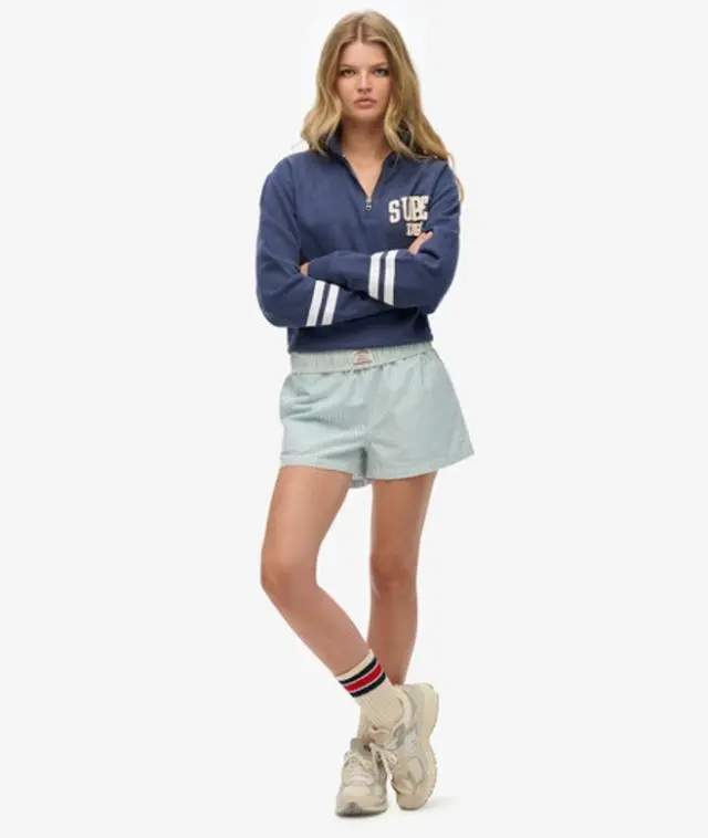Superdry & Co Women's Organic Cotton Stripe Elasticated Shorts Green / Peppermint Chalk Stripe - 