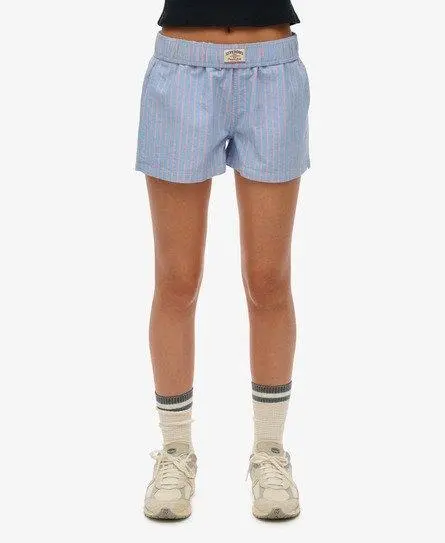 Superdry Women's Cotton Stripe Elasticated Shorts Blue / Blue/pink Stripe - 