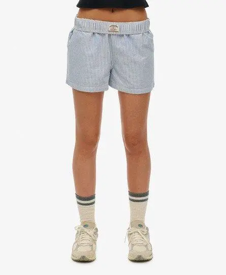 Superdry Women's Cotton Stripe Elasticated Shorts Blue / Azure Blue Stripe Oxford - 