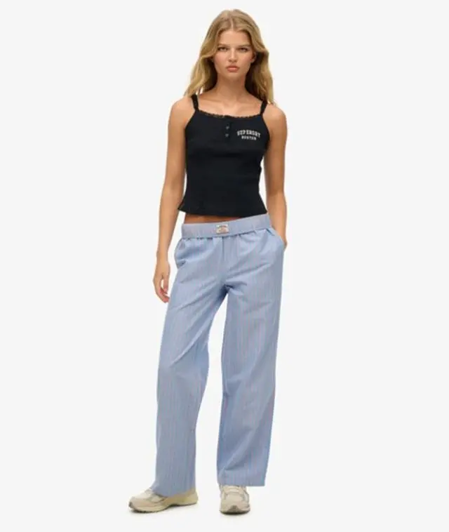 Superdry Women's Organic Cotton Stripe Elasticated Trousers Blue / Blue/pink Stripe - 