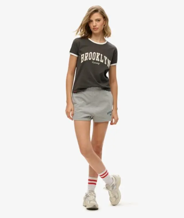 Superdry Women's Athletic Essentials Graphic Shorts Grey / Grey Marl - 