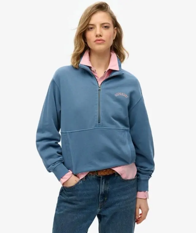 Superdry Women's Essential Logo Half Zip Sweatshirt Blue / Copen Blue - 