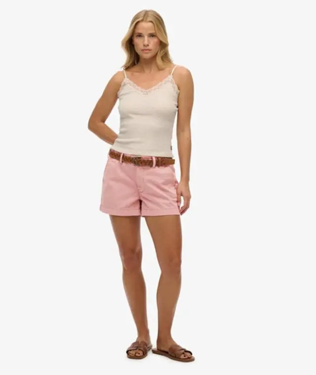 Superdry Women's Classic Chino Shorts Pink / Ash Rose - 