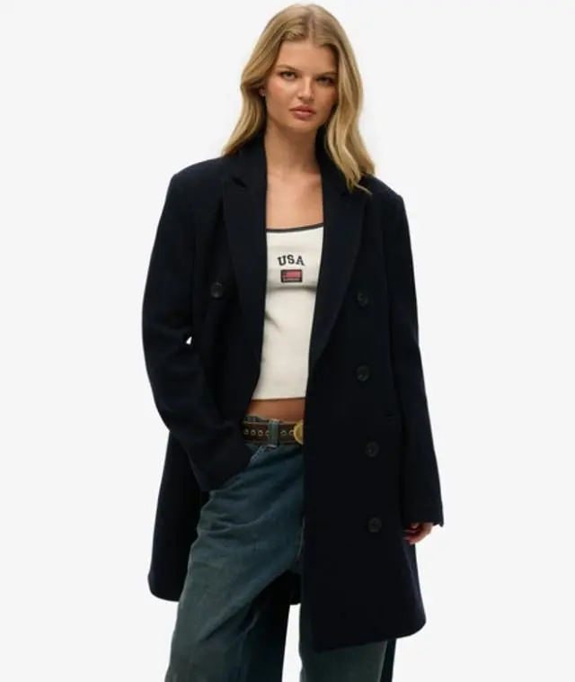 Superdry & Co Women's The Merchant Store - Oversized Town Coat Navy - 