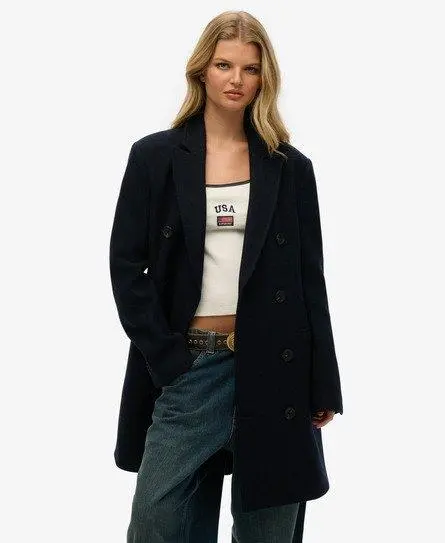 Superdry Women's The Merchant Store - Oversized Town Coat Navy -
