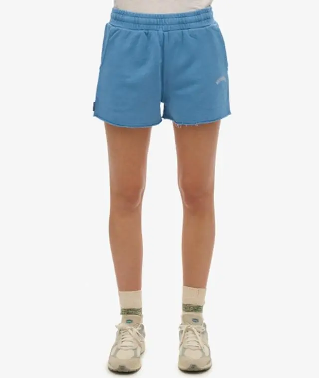 Superdry Women's Essential Logo Garment Dye Shorts Blue / Copen Blue - 