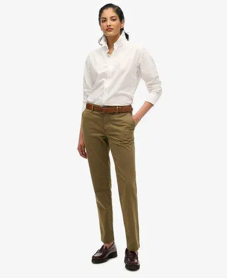Superdry Women's Mid Rise Chino Green / Dark Olive -