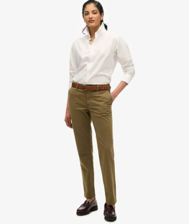 Superdry Women's Mid Rise Chino Green / Grey Marl/jaffa - 