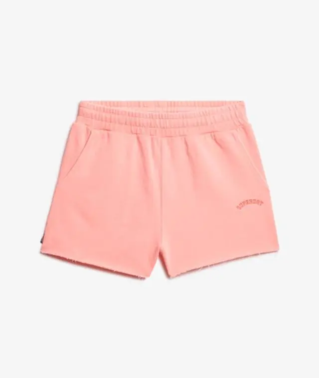 Superdry Women's Essential Logo Garment Dye Shorts Coral / Fiery Coral - 