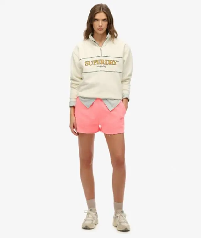 Superdry Women's Essential Logo Garment Dye Shorts Coral / Fiery Coral - 