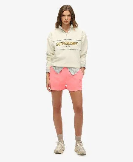 Superdry Women's Essential Logo Garment Dye Shorts Coral / Fiery Coral -