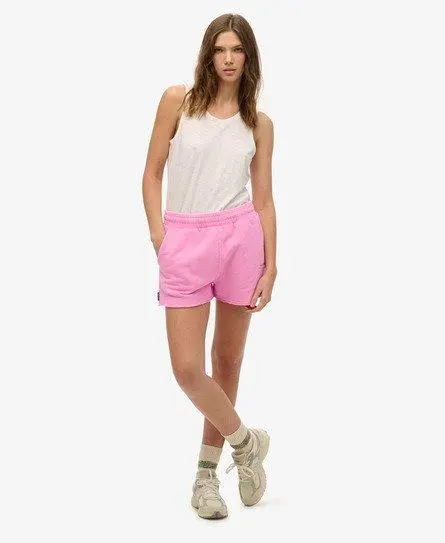 Superdry Women's Essential Logo Garment Dye Shorts Pink / Lilac Chiffon -