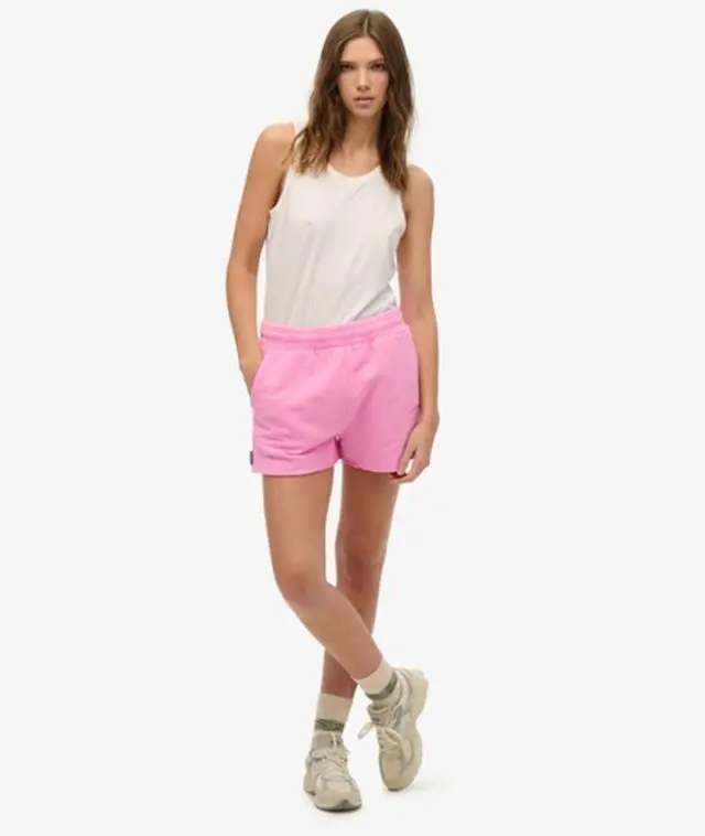 Superdry Women's Essential Logo Garment Dye Shorts Pink / Lilac Chiffon -