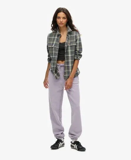 Superdry Women's Cotton Essential Logo Cuffed Joggers, Purple,