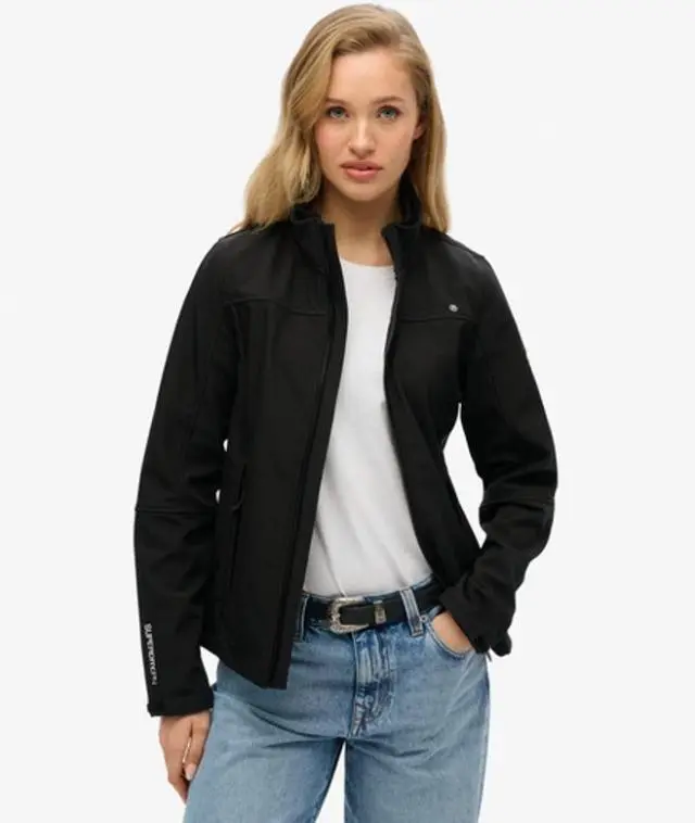 Superdry Women's Slim Fit Softshell Trekker Jacket, Black, 