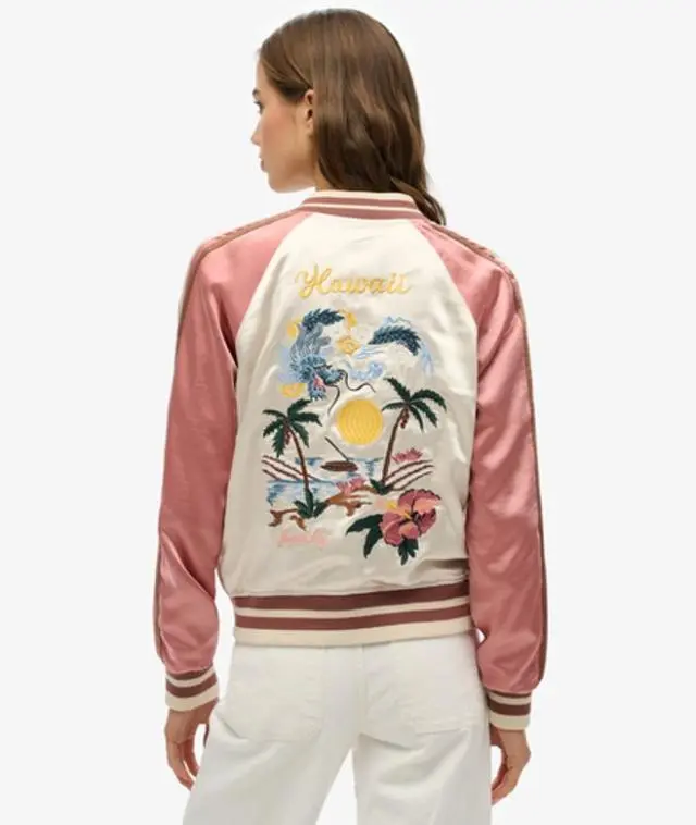 Superdry Women's Suikajan Embroidered Bomber Cream / Rice White - 