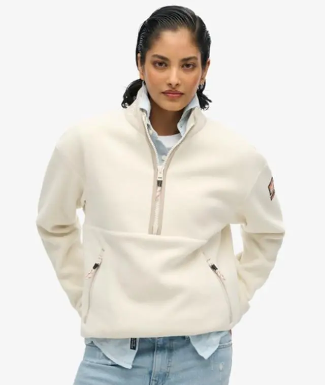 Superdry & Co Women's Active Half Zip Fleece Cream / Rice White - 