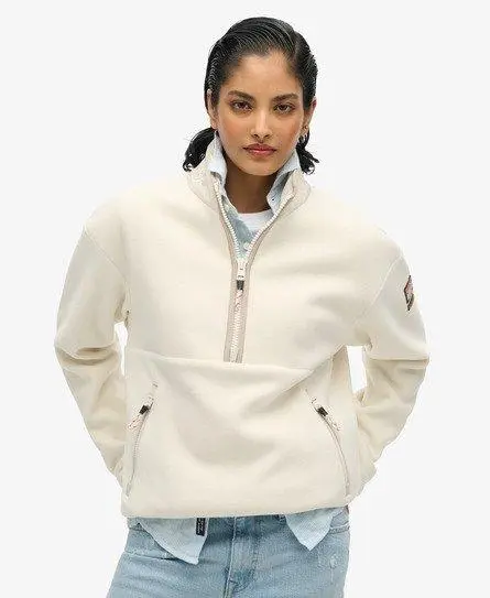 Superdry Women's Active Half Zip Fleece Cream / Rice White -