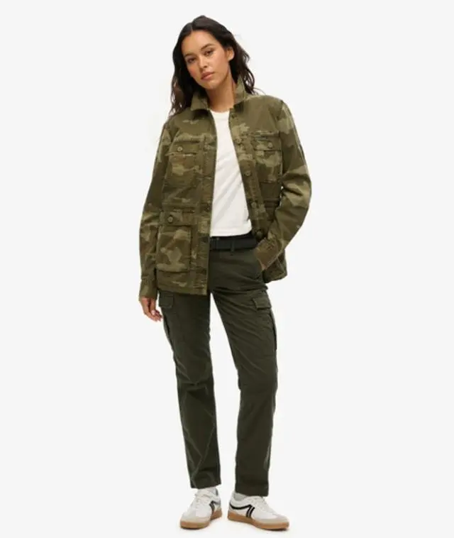 Superdry Women's Mid Rise Slim Cargo Trousers Green / Surplus Goods Olive Green - 