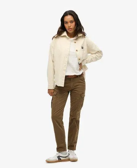 Superdry Women's Mid Rise Slim Cargo Trousers Green / Khaki -