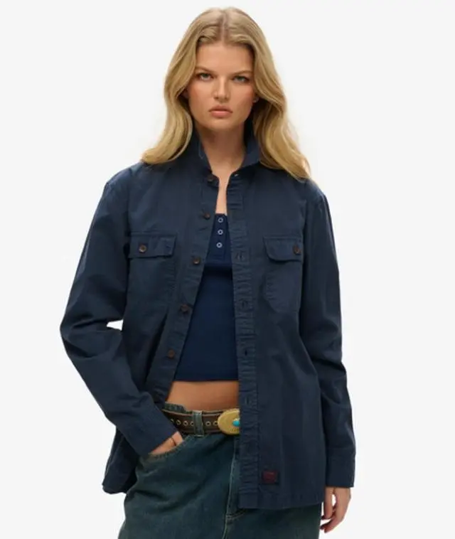 Superdry Women's Oversized Military Long Sleeve Shirt Navy / French Navy -