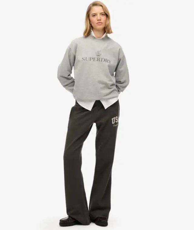 Superdry Women's Athletic Essentials Low Rise Flare Joggers Dark Grey / Charcoal - 